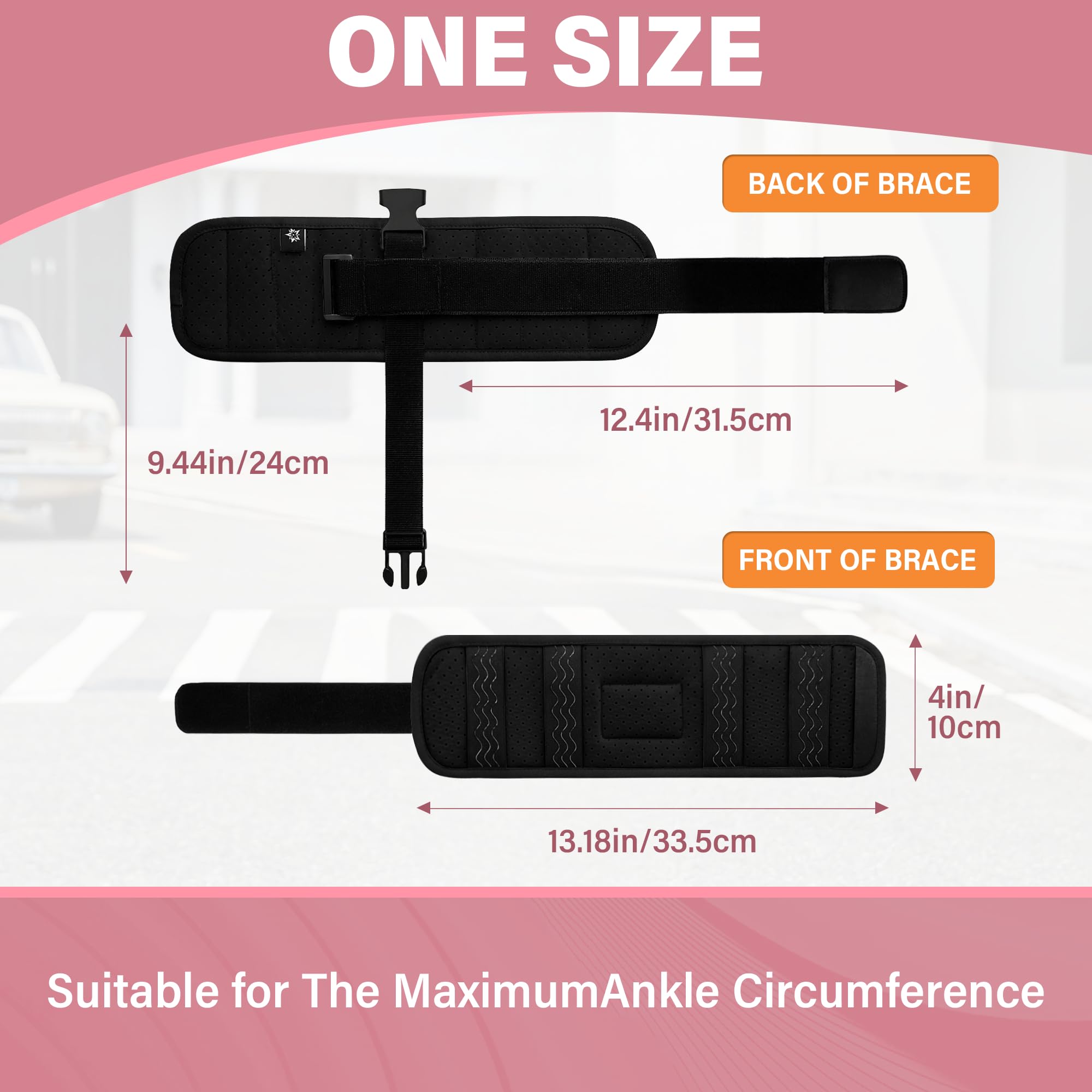 SPRING SEAON Adjustable AFO Foot Drop Brace - Unisex Left/Right Foot Up for walking with Shoes, Comfort Cushion and Wrap Compression - Improves Gait & Prevents Foot Drop/Ankle Sprains(Pink) - Image 5