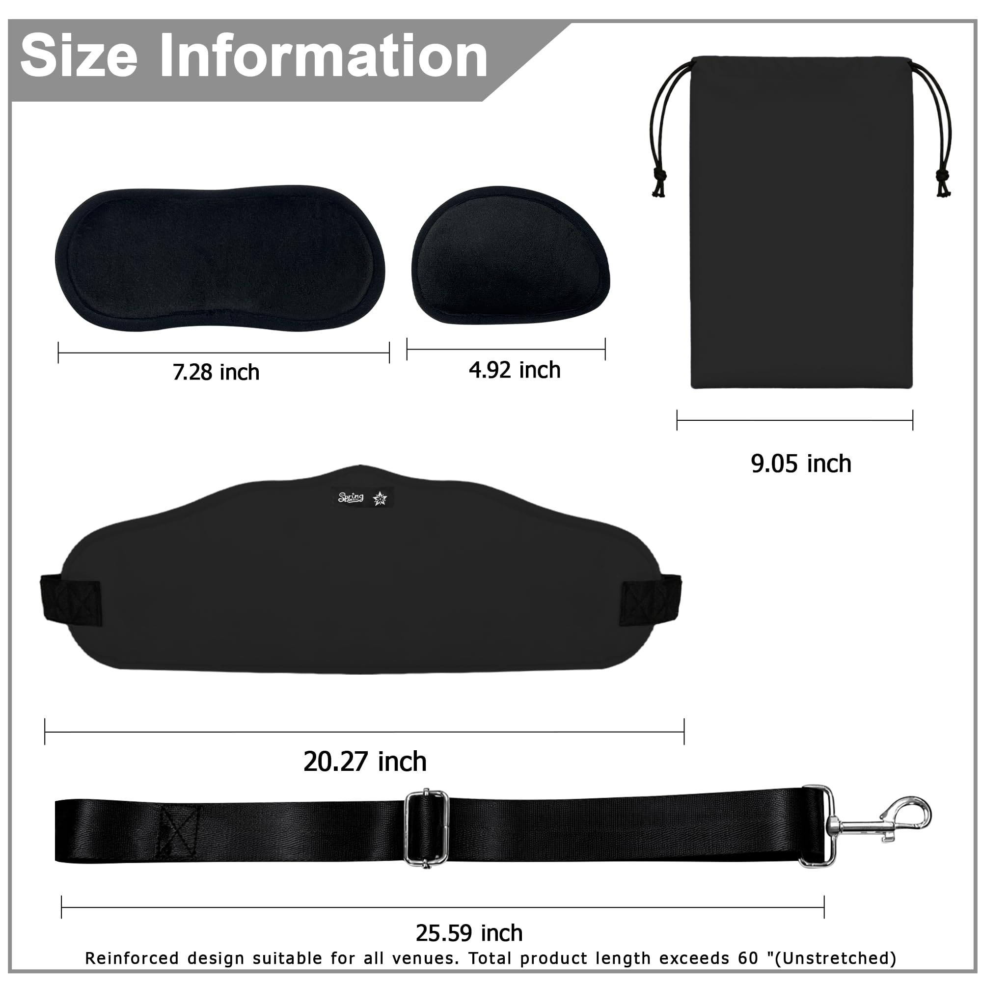 SPRING SEAON Adjustable Neck Hammock Neck Stretcher,Cervical Traction Device for Neck Decompression, Pinched Nerve Relief,Portable Release Buckle,Cervical Pillow and 2 Ear Pads Home & Office(Black) - Image 4