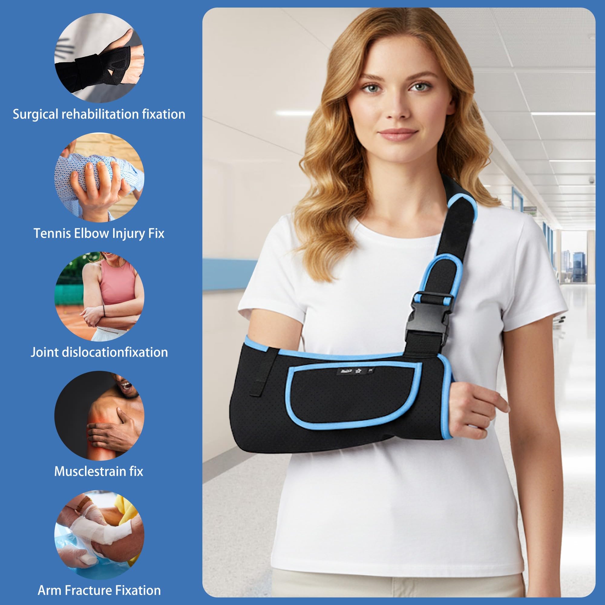 SPRING SEAON Arm Sling Shoulder Immobilizer for Women and Men, Rotator Cuff Support Brace Adjustable Sling for Shoulder,Arm,Wrist,Elbow,and Clavicle Injury - Image 6