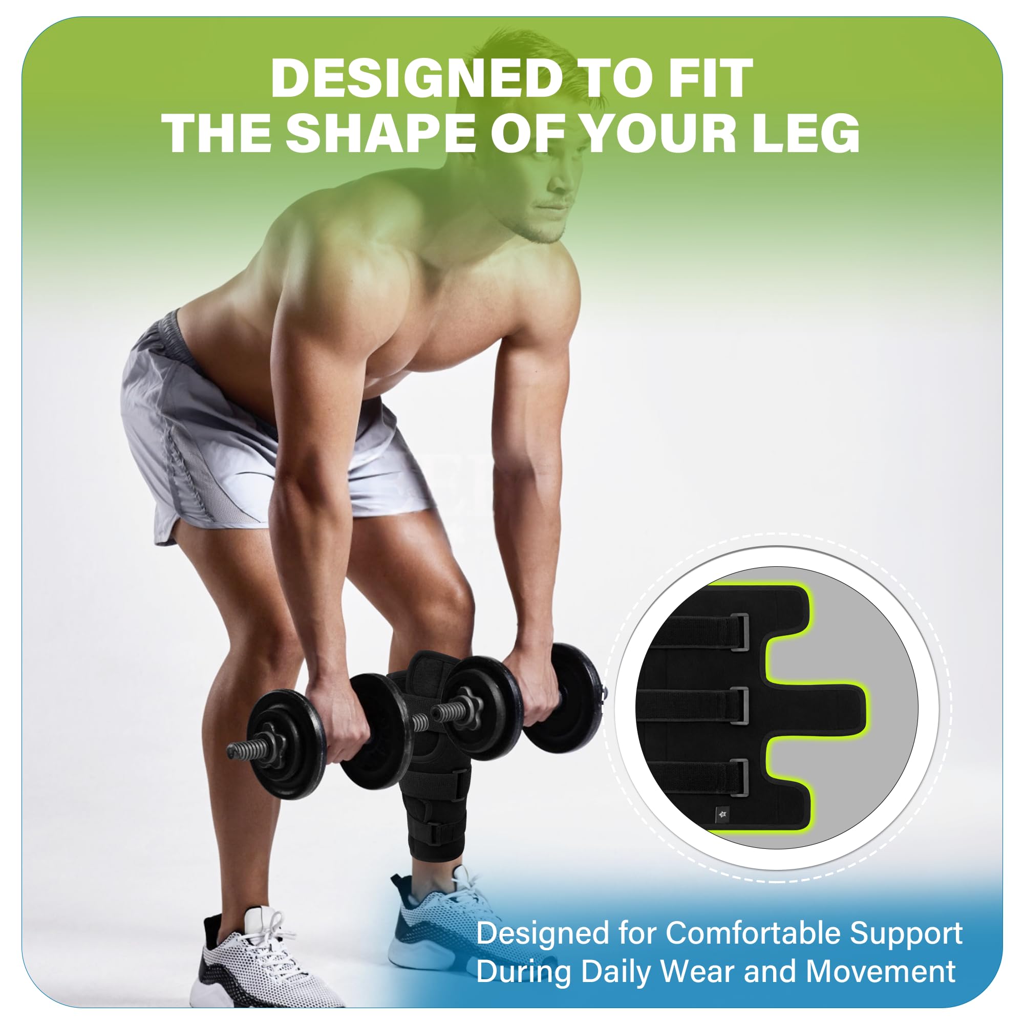 SPRING SEAON Calf Compression Sleeve with Anti-Slip Strips, Shin Splint Relief with 3 Pressure Hook-and-Loop Band for Men & Women, Calf Brace for Pain Relief, Swelling Reduction & Daily Support - Image 4