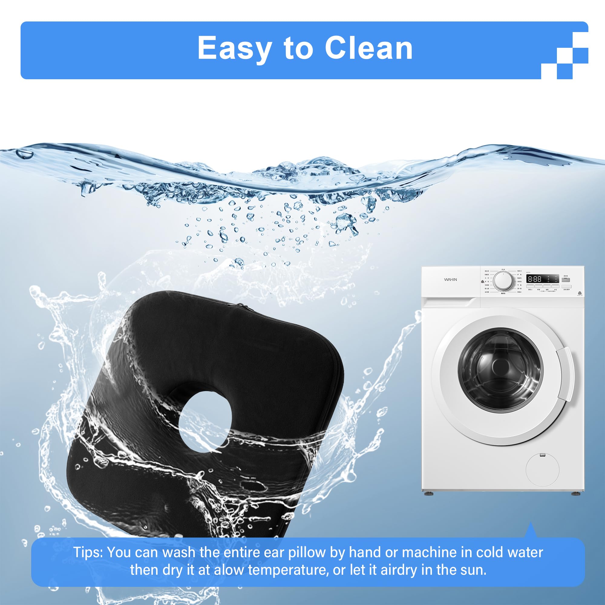 SPRING SEAON Ear Piercing Pillow for Side Sleepers - Memory Foam with an Ear Hole for CNH and Ear Pain Piercing Pain Relief Sleeping Pressure Sores Ear Guard Pillow 9x9 Inch Pierced Ears Support - Image 6