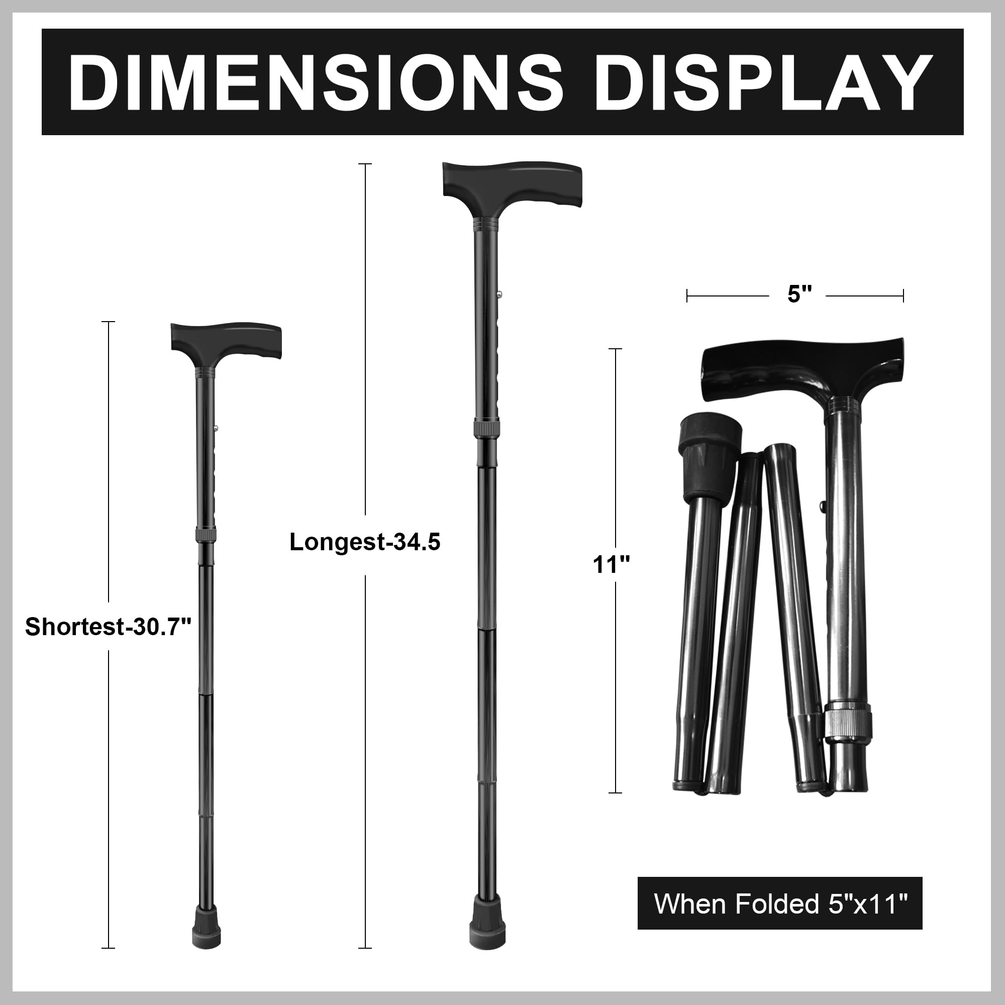 SPRING SEAON Folding Cane for Men and Women– Lightweight, Adjustable Walking Stick with Comfortable Handle – Compact and Portable Collapsible Walking Cane for Travel and Daily Use - Image 3