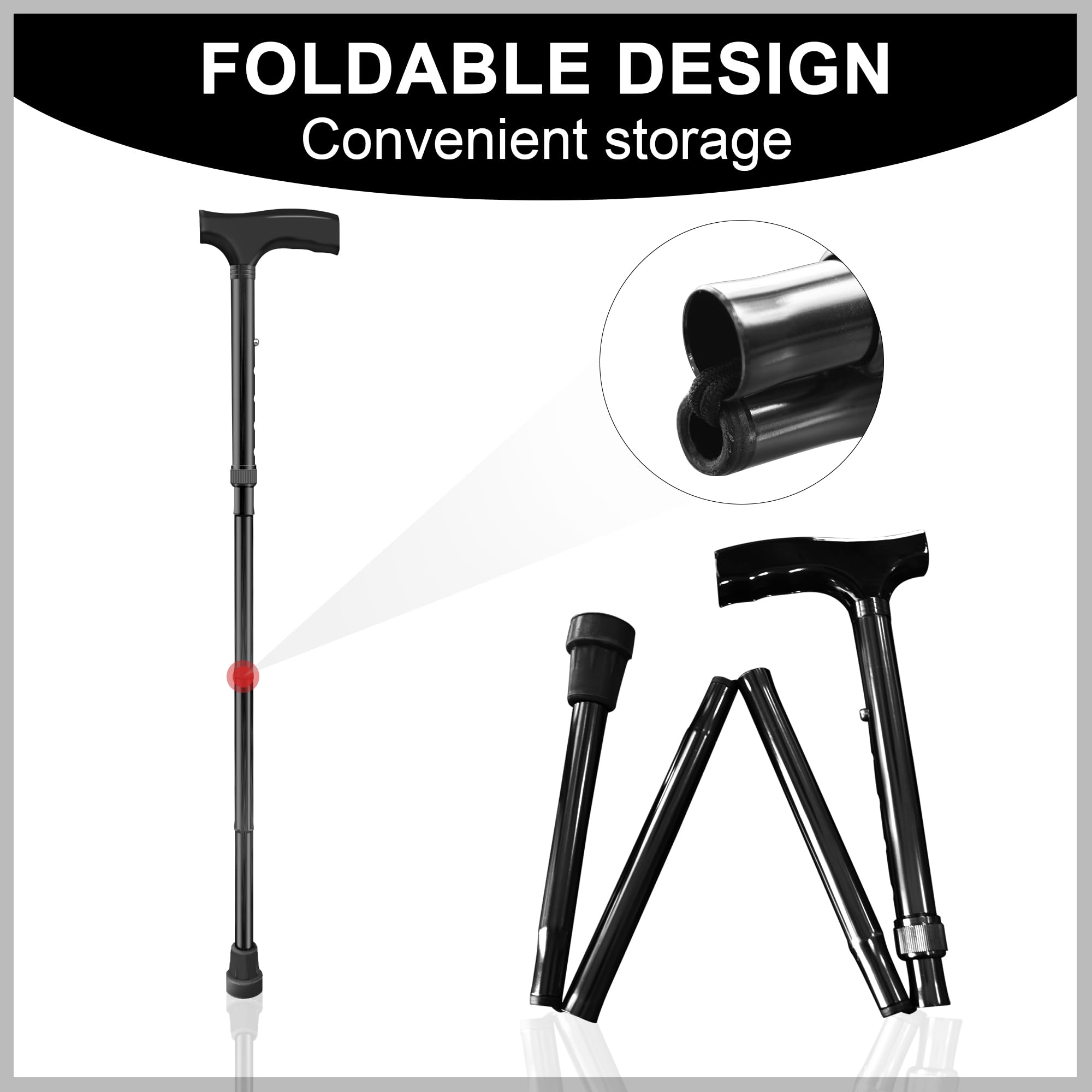 SPRING SEAON Folding Cane for Men and Women– Lightweight, Adjustable Walking Stick with Comfortable Handle – Compact and Portable Collapsible Walking Cane for Travel and Daily Use - Image 5