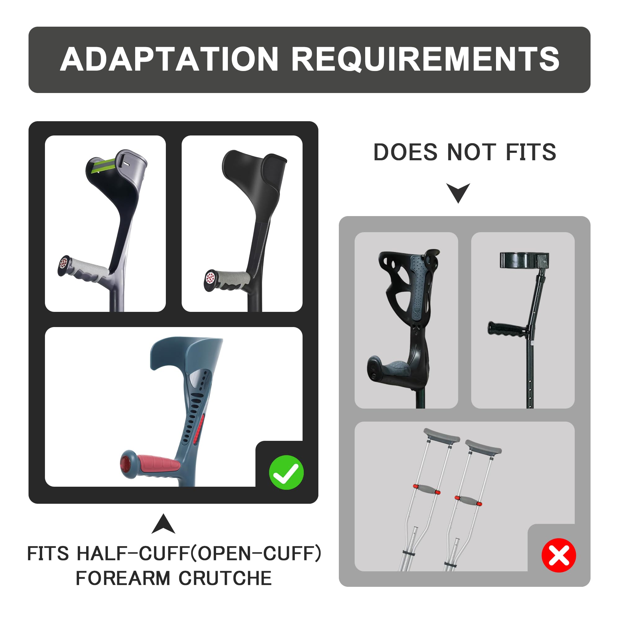 SPRING SEAON Forearm Crutch Pads (4 Units), Comfortable Elbow & Hand Padding for Open Cuff Crutches, Non-Slip Hand Grip Covers with Adjustable Straps, Breathable & Washable Forearm Crutch Accessories - Image 4