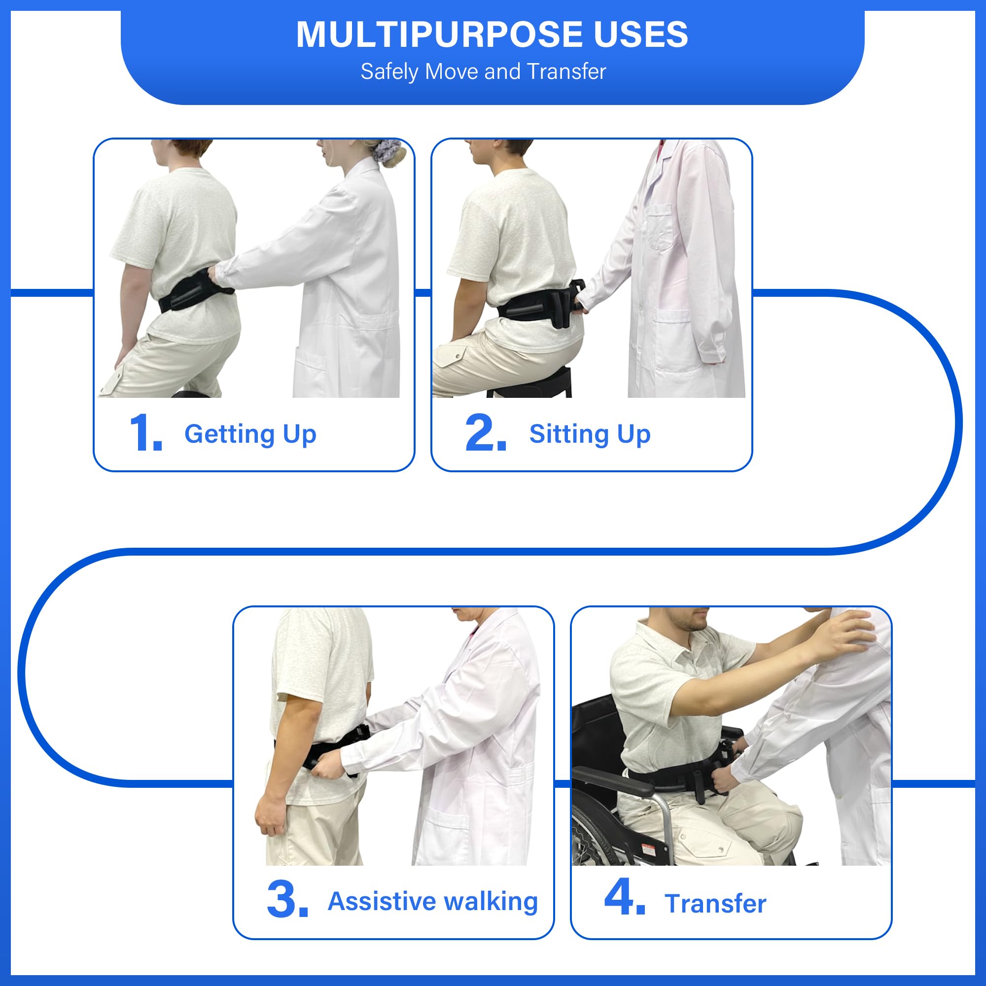 SPRING SEAON Gait Belts with Handles for Seniors – Transfer Belt with Quick Release Metal Buckle, Medical Lift Belt for Elderly, Bariatric, Surgery Recovery & Physical Therapy - Image 4