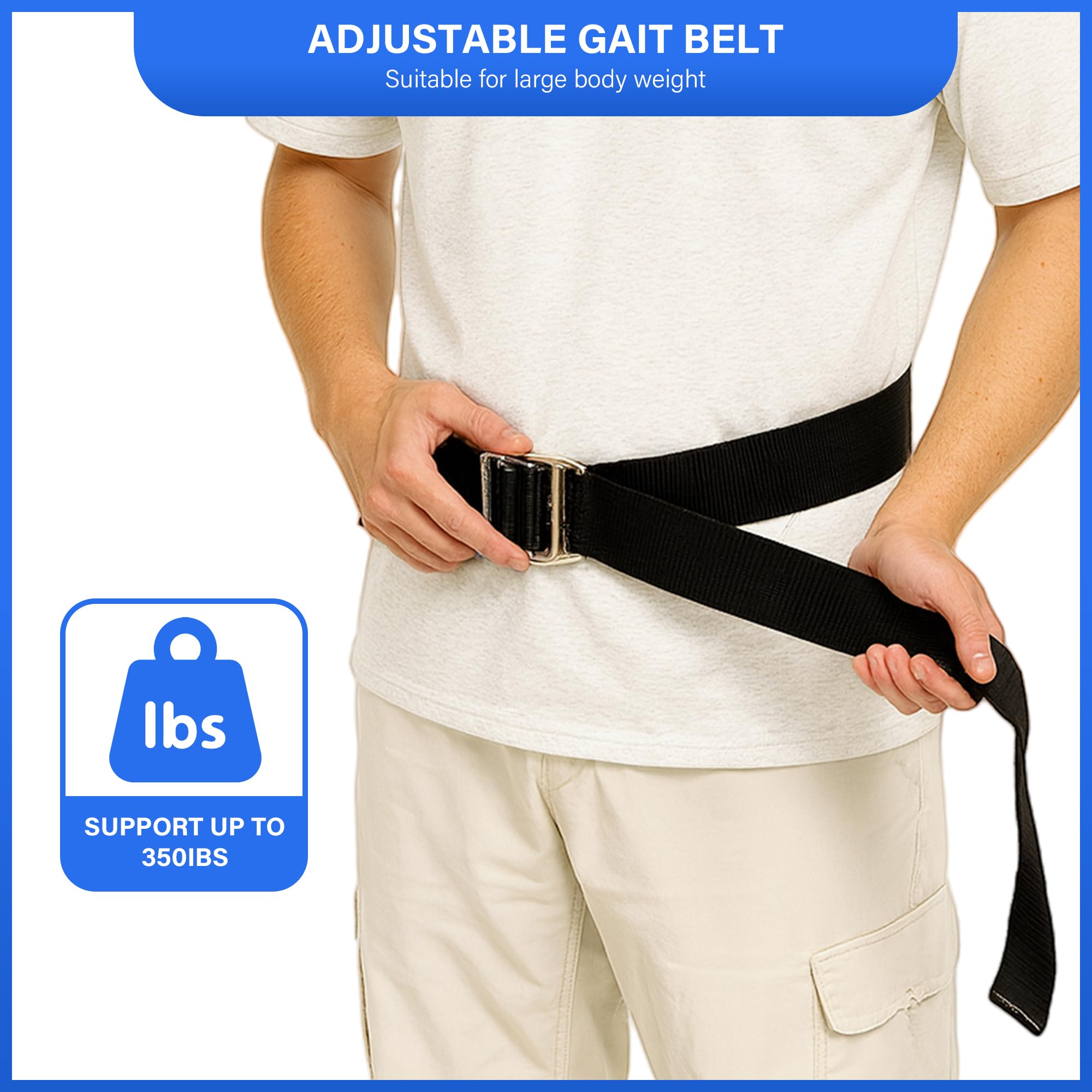 SPRING SEAON Gait Belts with Handles for Seniors – Transfer Belt with Quick Release Metal Buckle, Medical Lift Belt for Elderly, Bariatric, Surgery Recovery & Physical Therapy - Image 6