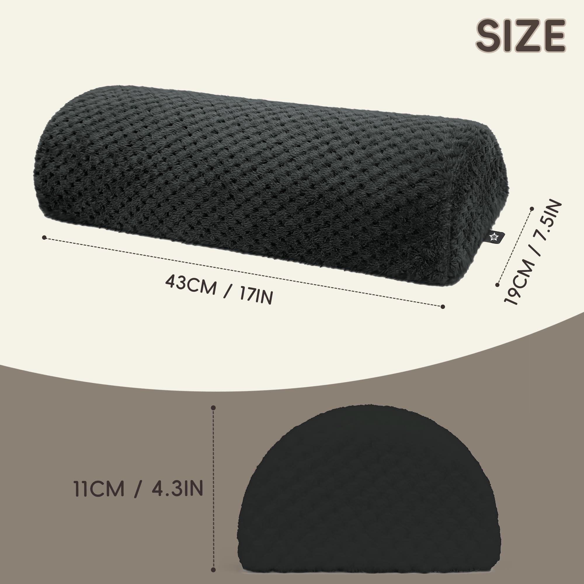 SPRING SEAON Half Moon Bolster Knee Pillow for Back Sleeping Memory Foam Leg Pillow for Ankle and Foot Comfort Under Knee Pillow for Side Sleepers Machine Washable Cover(17" x 7.5" x 4.3") - Image 4