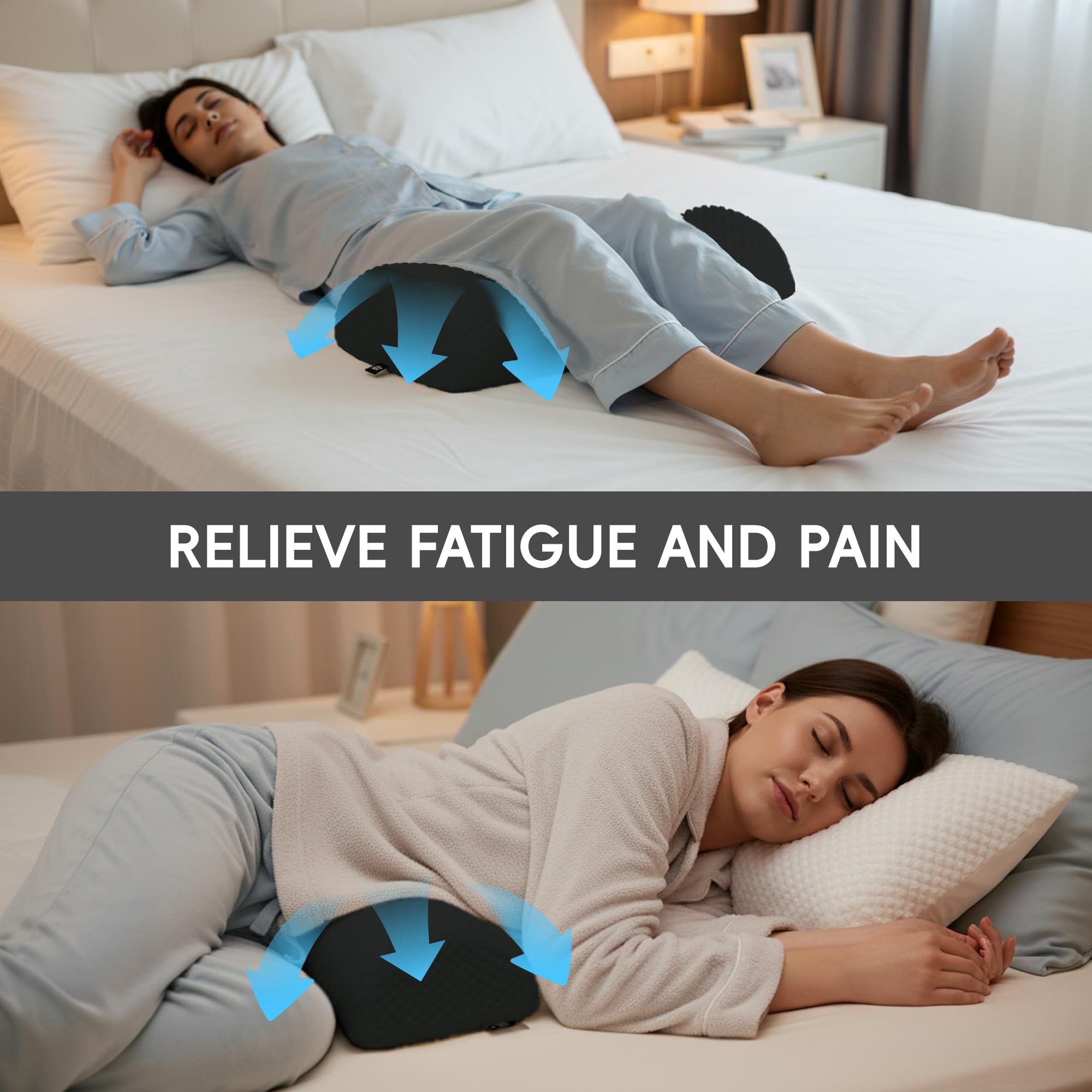 SPRING SEAON Half Moon Bolster Knee Pillow for Back Sleeping Memory Foam Leg Pillow for Ankle and Foot Comfort Under Knee Pillow for Side Sleepers Machine Washable Cover(17" x 7.5" x 4.3") - Image 5