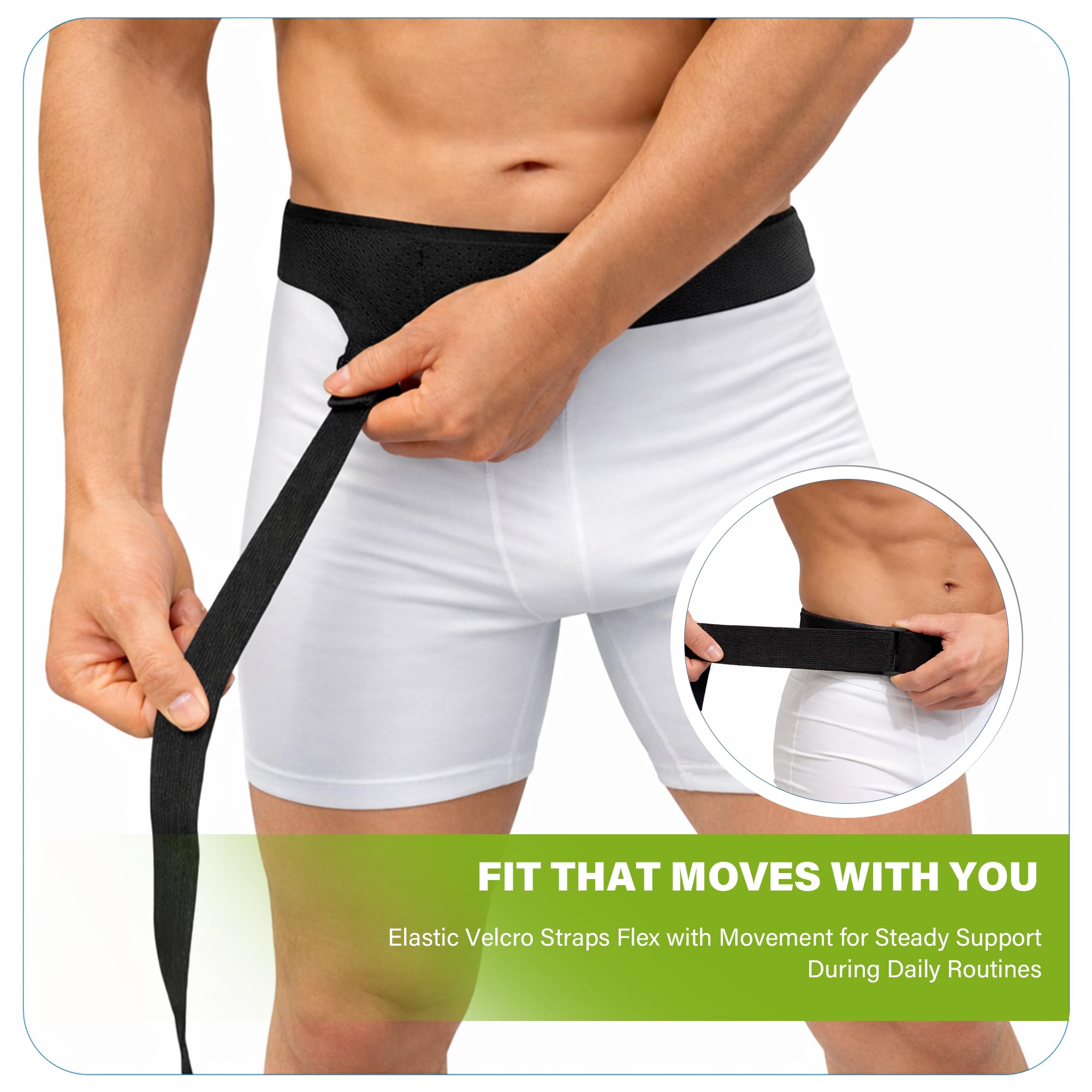 SPRING SEAON Hernia Belts with 2 Replaceable Pressure Pad for Men & Women, Inguinal Hernia Support Belt with Anti-Slip Silicone Strip, 1.5'' Thick for Discreet Wear, Home, Office, Recovery & Outdoors - Image 6