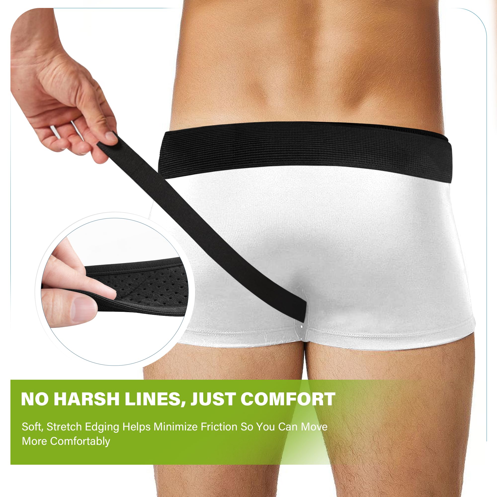 SPRING SEAON Hernia Belts with 2 Replaceable Pressure Pad for Men & Women, Inguinal Hernia Support Belt with Anti-Slip Silicone Strip, 1.5'' Thick for Discreet Wear, Home, Office, Recovery & Outdoors - Image 7