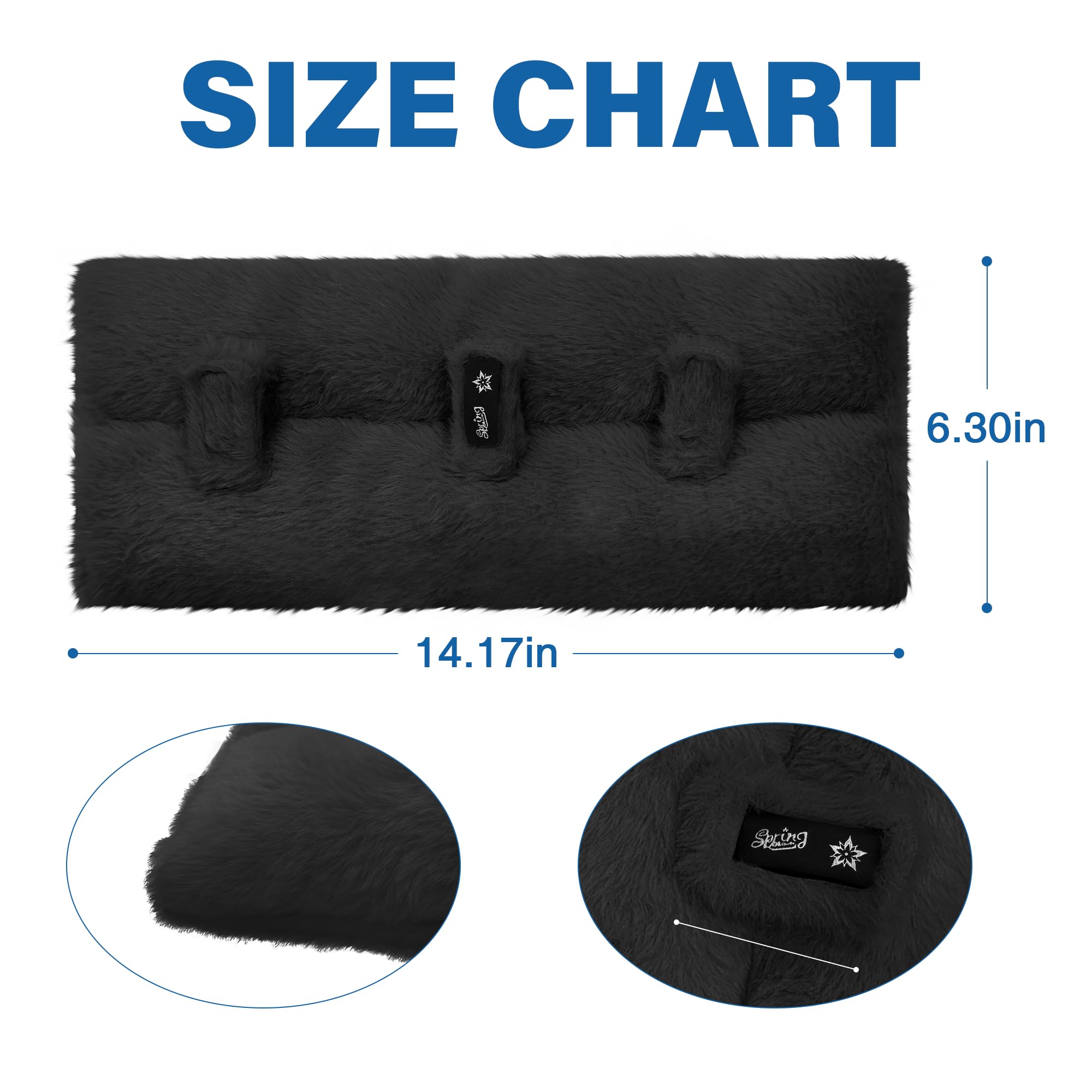 SPRING SEAON Hysterectomy Seat Belt Pillow with Pocket for Ice/Hot Packs, Fluffy Soft Mastectomy Surgery Pillow, Machine Washable Chemo Port Pillow for Heart Surgery Recovery (Black) - Image 3