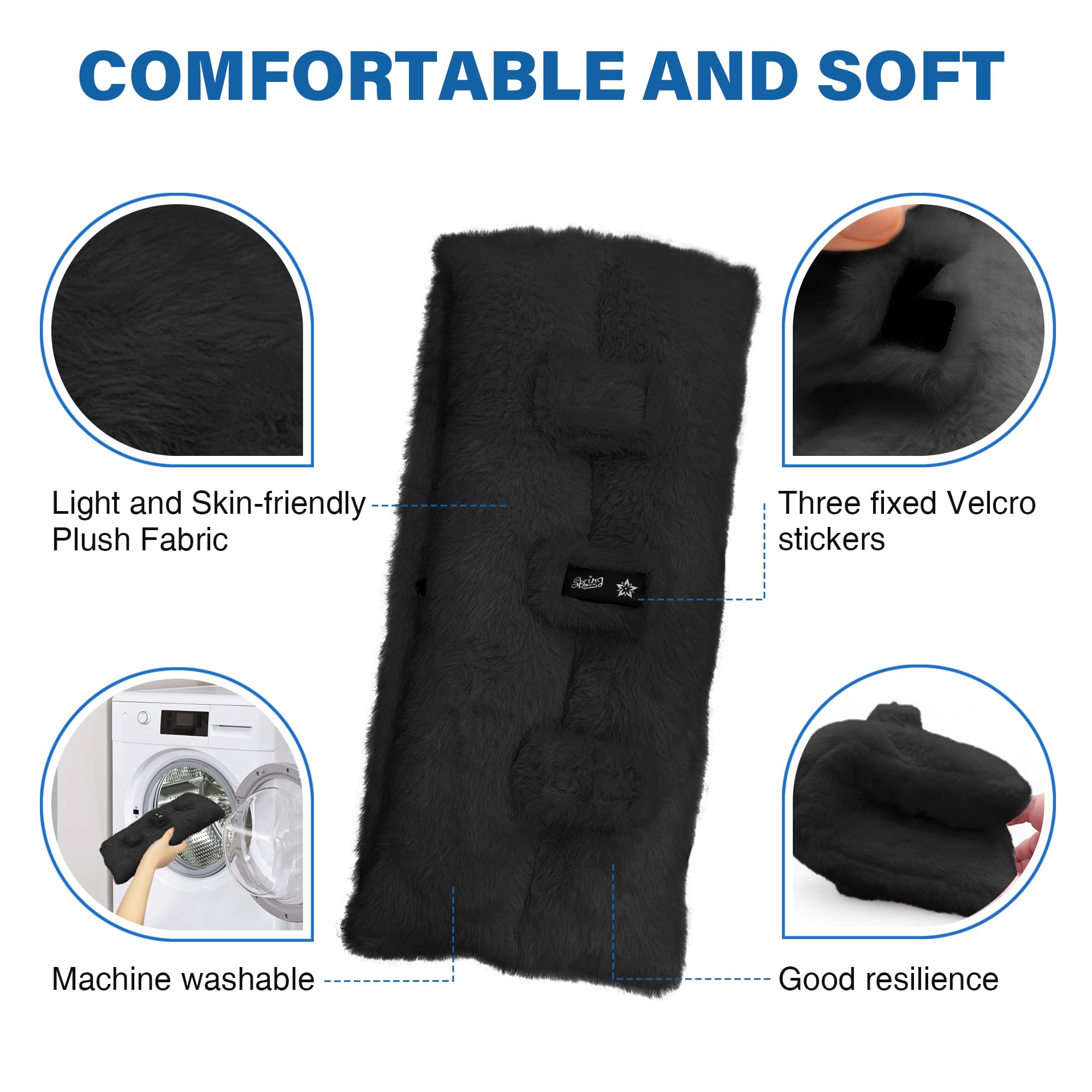 SPRING SEAON Hysterectomy Seat Belt Pillow with Pocket for Ice/Hot Packs, Fluffy Soft Mastectomy Surgery Pillow, Machine Washable Chemo Port Pillow for Heart Surgery Recovery (Black) - Image 5