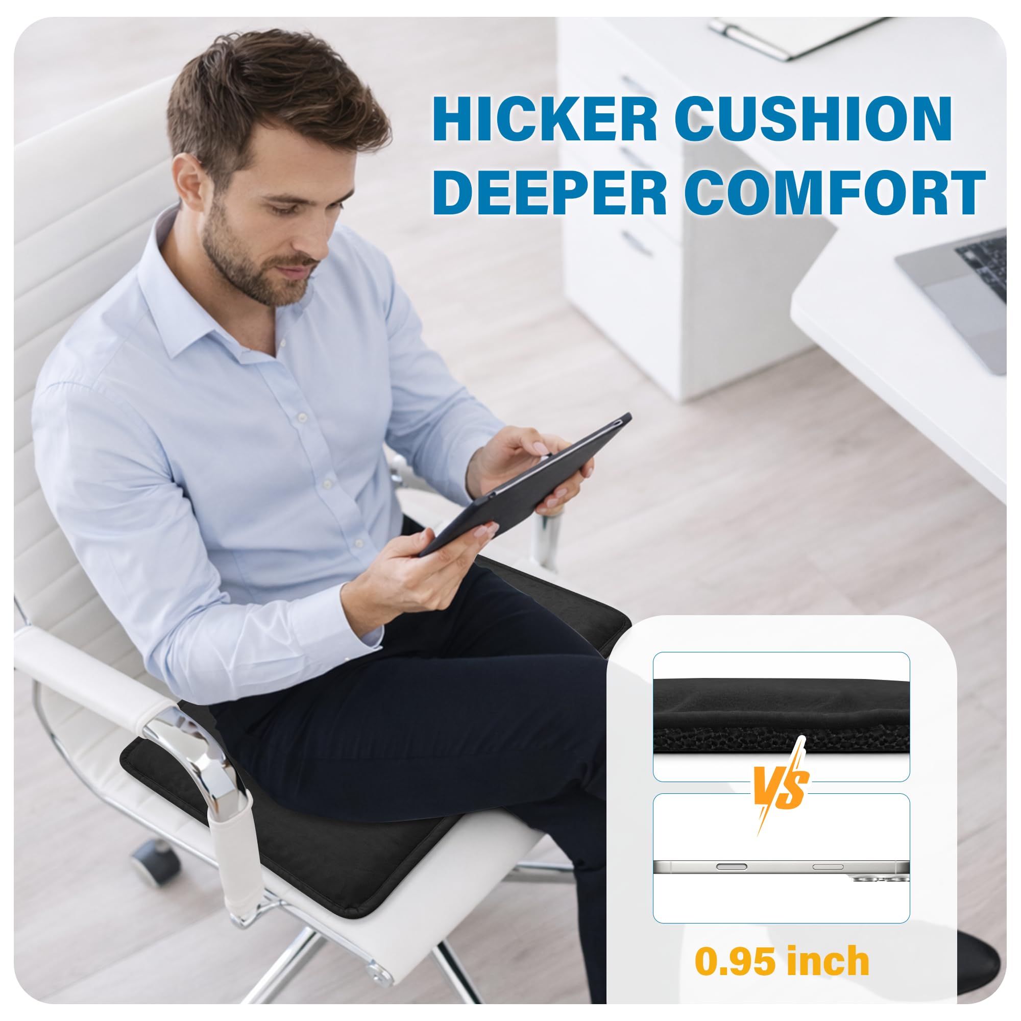 SPRING SEAON Large Gel Seat Cushion for Pressure Relief – Honeycomb Buffer Design with Extra Thick Filling, Anti-Slip Bottom, Perfect for Long Sitting, Travel, Airplane and Daily Comfort (Black) - Image 4