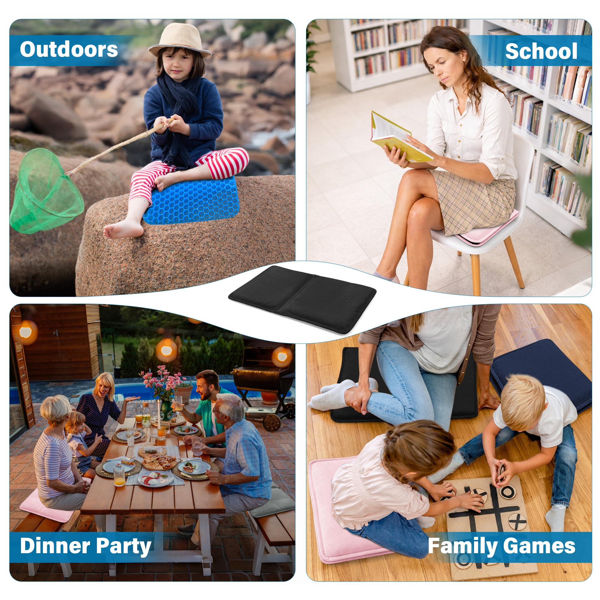 SPRING SEAON Large Gel Seat Cushion for Pressure Relief – Honeycomb Buffer Design with Extra Thick Filling, Anti-Slip Bottom, Perfect for Long Sitting, Travel, Airplane and Daily Comfort (Black) - Image 9