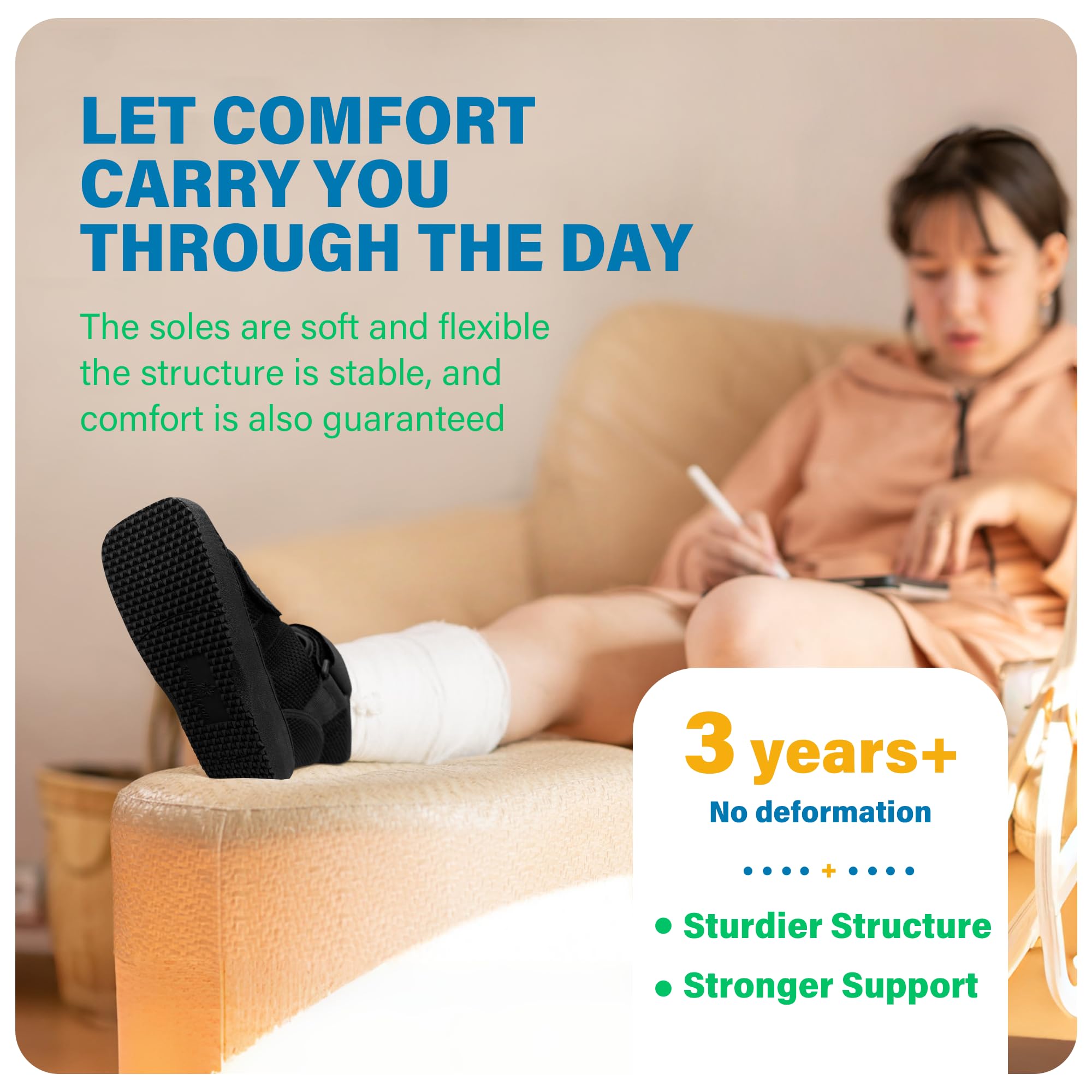 SPRING SEAON Medical Walking Boot, Lightweight Post-Op Shoes with Reinforced-Stitched Sole, Breathable Knitted Fibers, Cushioned Padding for Broken Foot, Foot Injury & Sprained Ankle, 0.81 lb (Black, Medium) - Image 3