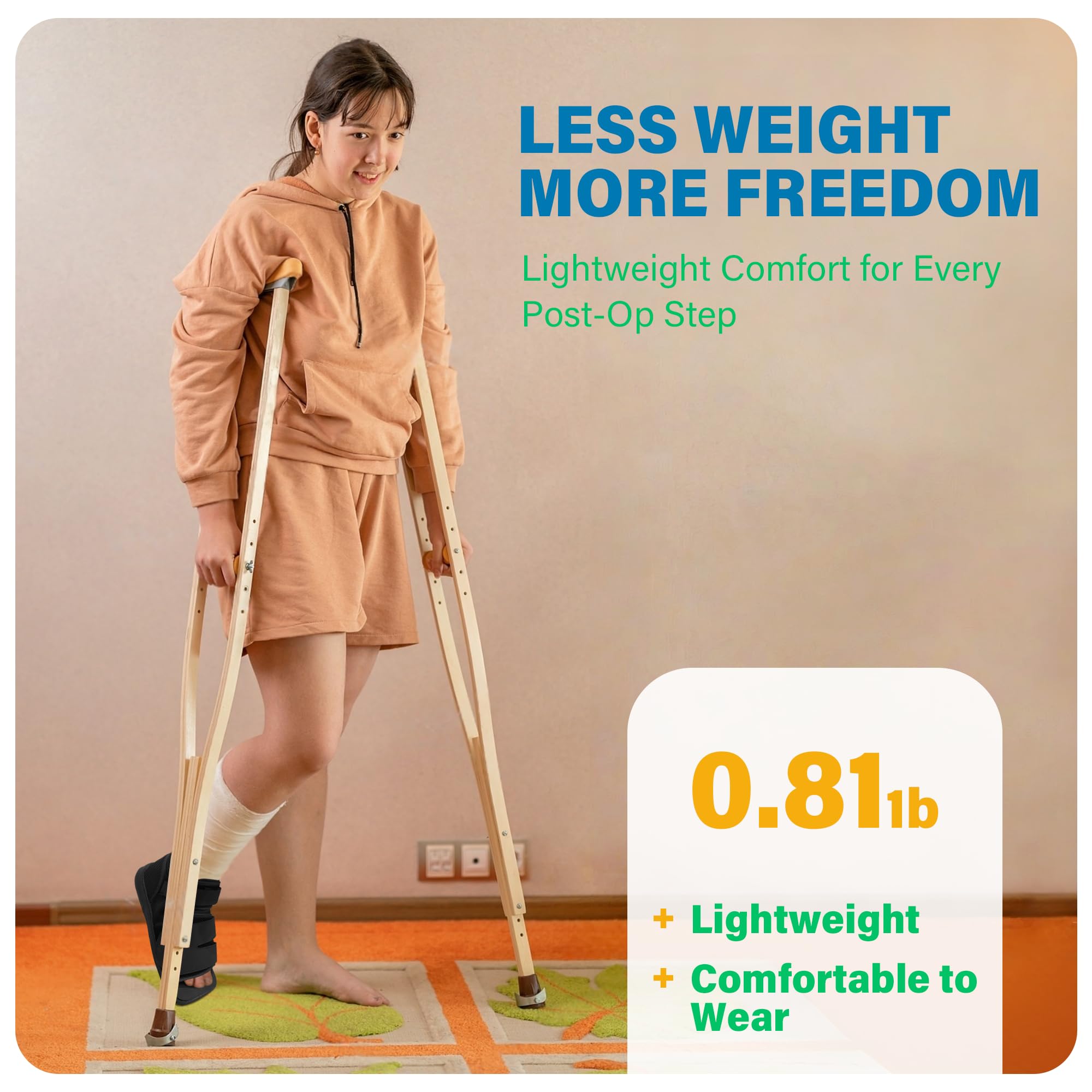 SPRING SEAON Medical Walking Boot, Lightweight Post-Op Shoes with Reinforced-Stitched Sole, Breathable Knitted Fibers, Cushioned Padding for Broken Foot, Foot Injury & Sprained Ankle, 0.81 lb (Black, Medium) - Image 4