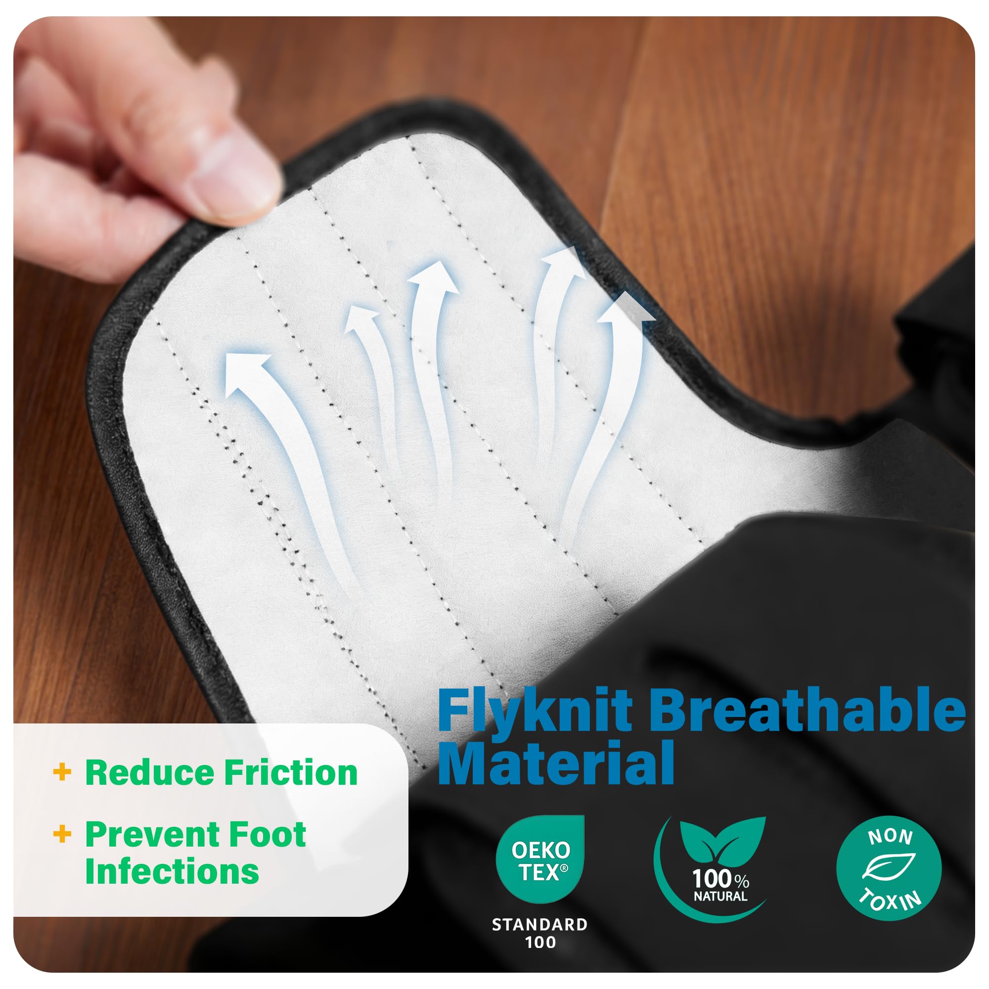 SPRING SEAON Medical Walking Boot, Lightweight Post-Op Shoes with Reinforced-Stitched Sole, Breathable Knitted Fibers, Cushioned Padding for Broken Foot, Foot Injury & Sprained Ankle, 0.81 lb (Black, Medium) - Image 6