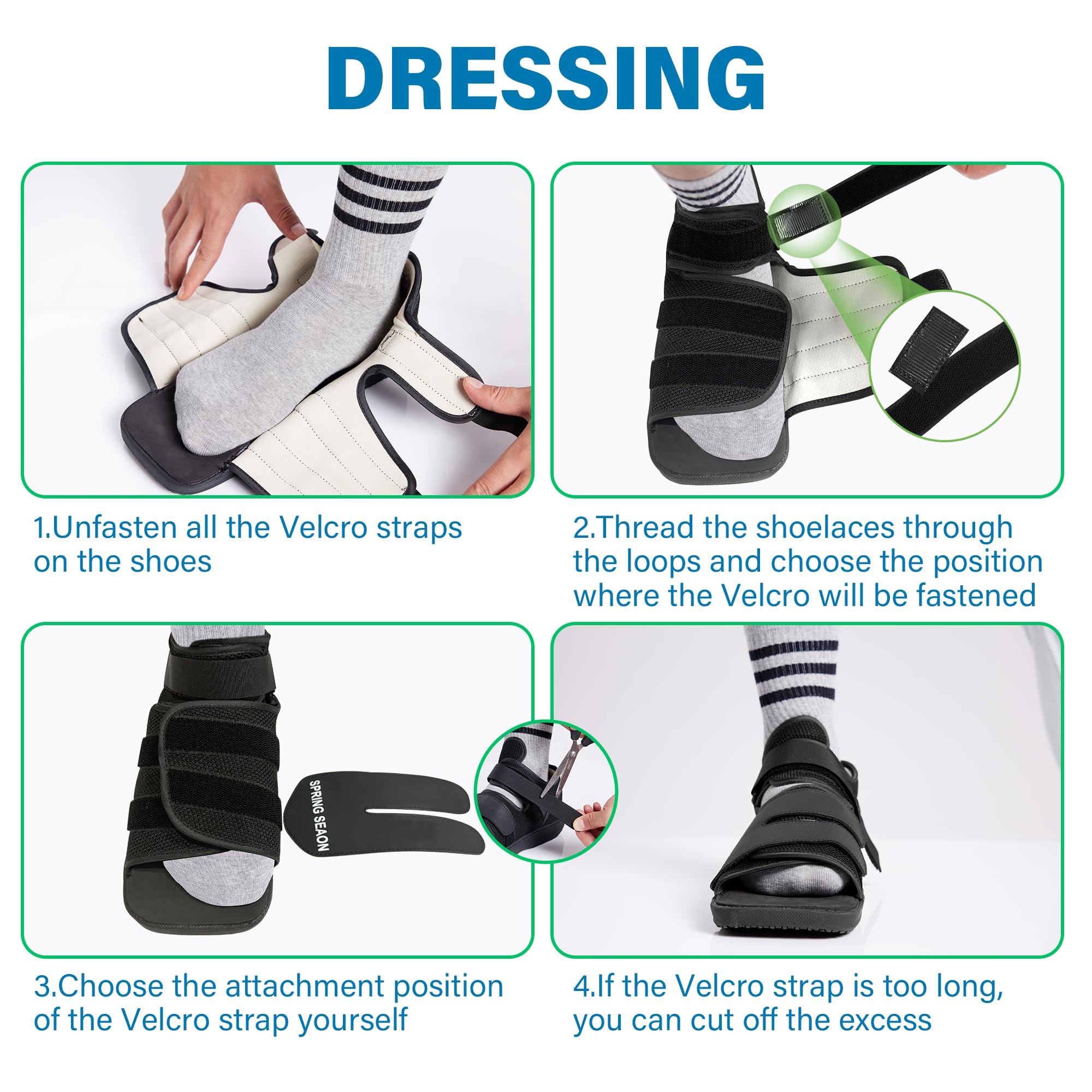 SPRING SEAON Medical Walking Boot, Lightweight Post-Op Shoes with Reinforced-Stitched Sole, Breathable Knitted Fibers, Cushioned Padding for Broken Foot, Foot Injury & Sprained Ankle, 0.81 lb (Black, Medium) - Image 8