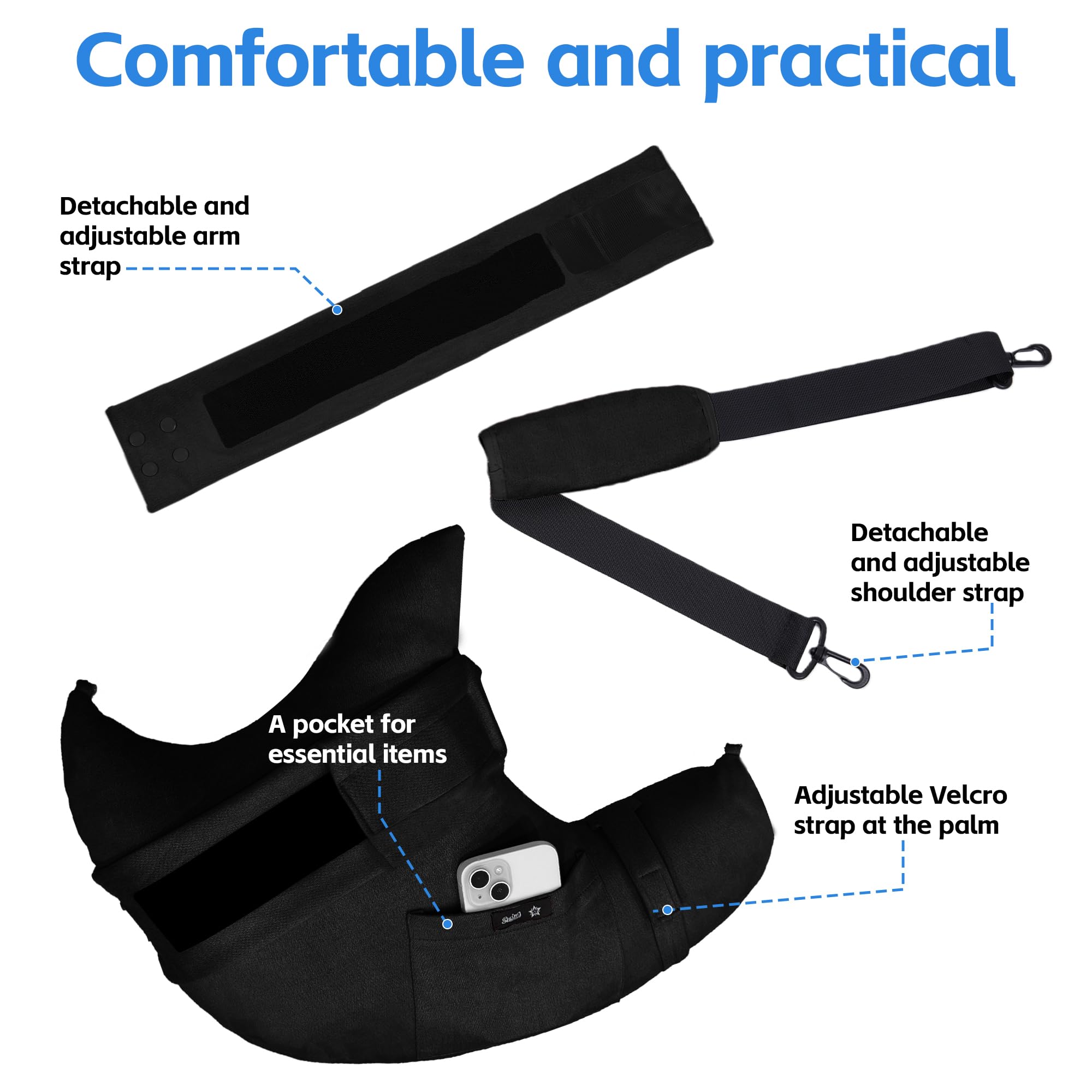 SPRING SEAON Post Shoulder Surgery Pillow with Pocket,Soft Rotator Cuff Relief Must Haves,Breathable Shoulder Pillow for Side Sleepers,Arm Support Cushion Detachable Machine Washable (Black) - Image 7