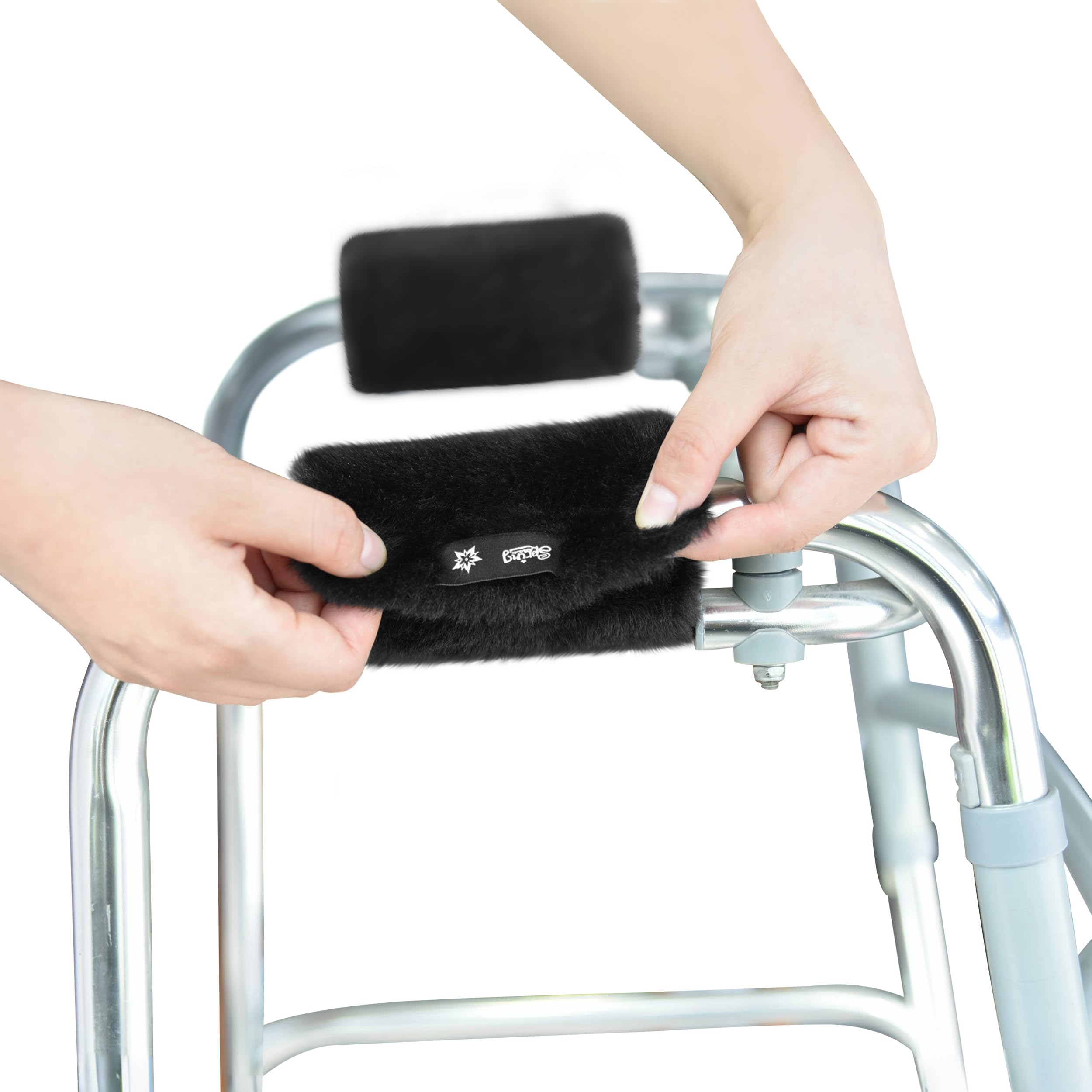 SPRING SEAON Walker Hand Pads Fluffy Walker Handle Cushions Non-Slip Universal Walker Grips Padded Hand Covers Soft Pads for Walkers for Seniors Walker Pads for Handles Folding Rolling Wheelchair, Rollator Handle, Elderly Grippers 2 Pack - Image 5