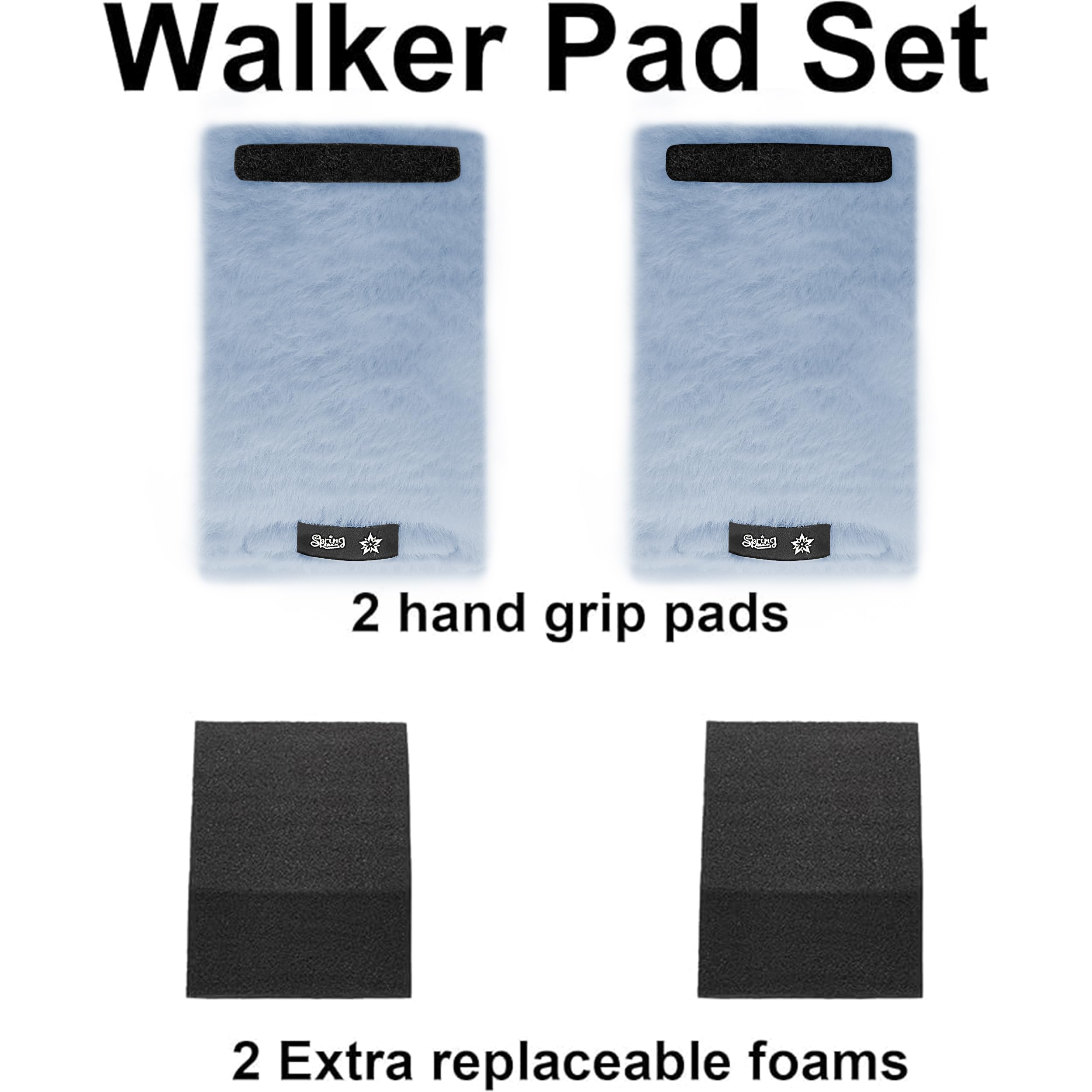 SPRING SEAON Walker Hand Pads Fluffy Walker Handle Cushions Non-Slip Universal Walker Grips Padded Hand Covers Soft Pads for Walkers for Seniors Walker Pads for Handles Wheelchair 2 Pack (Light Blue) - Image 3