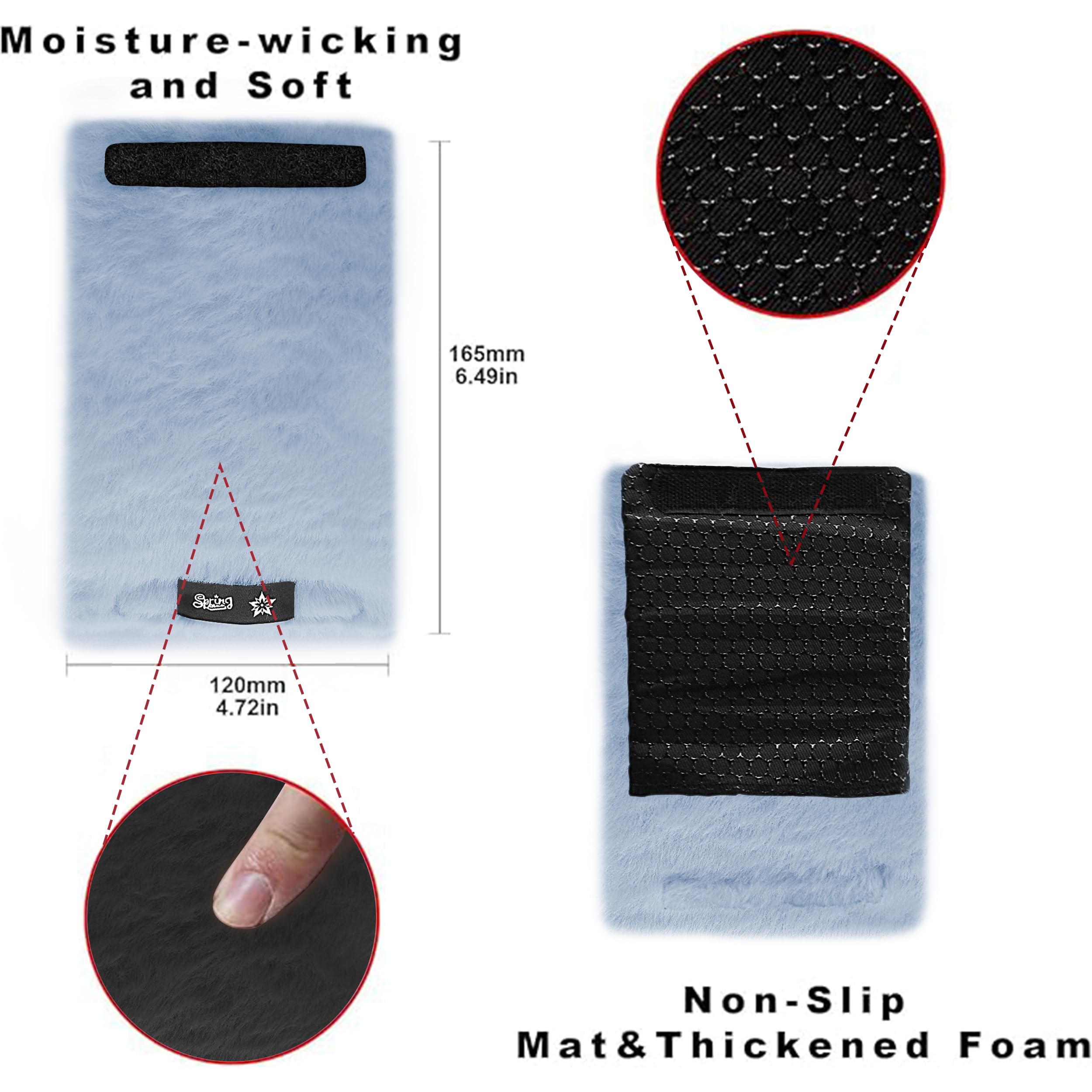 SPRING SEAON Walker Hand Pads Fluffy Walker Handle Cushions Non-Slip Universal Walker Grips Padded Hand Covers Soft Pads for Walkers for Seniors Walker Pads for Handles Wheelchair 2 Pack (Light Blue) - Image 4