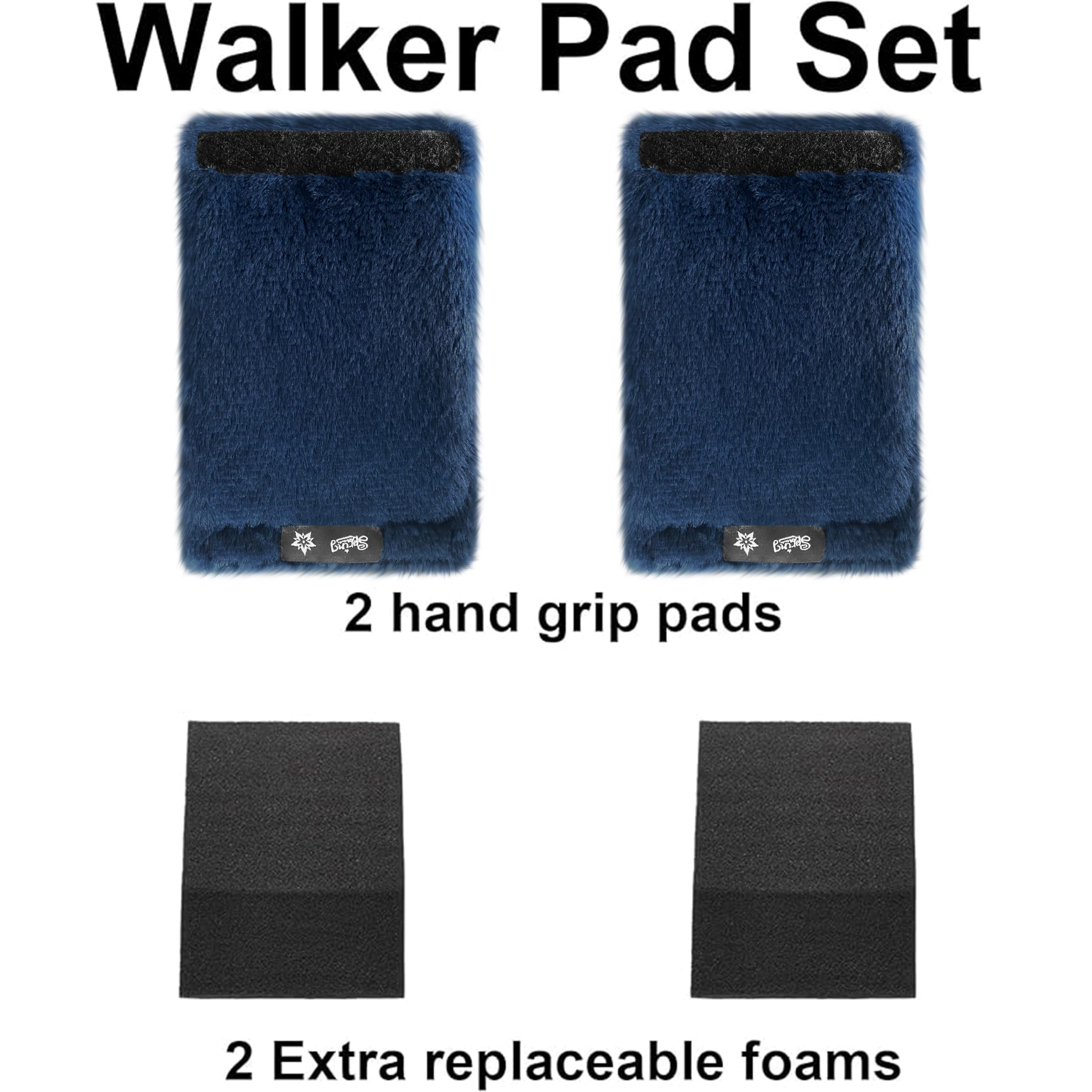 SPRING SEAON Walker Hand Pads Fluffy Walker Handle Cushions Non-Slip Universal Walker Grips Padded Hand Covers Soft Pads for Walkers for Seniors Walker Pads for Handles Folding Rolling Wheelchair, Rollator Handle, Elderly Grippers 2 Pack (Navy Blue) - Image 3