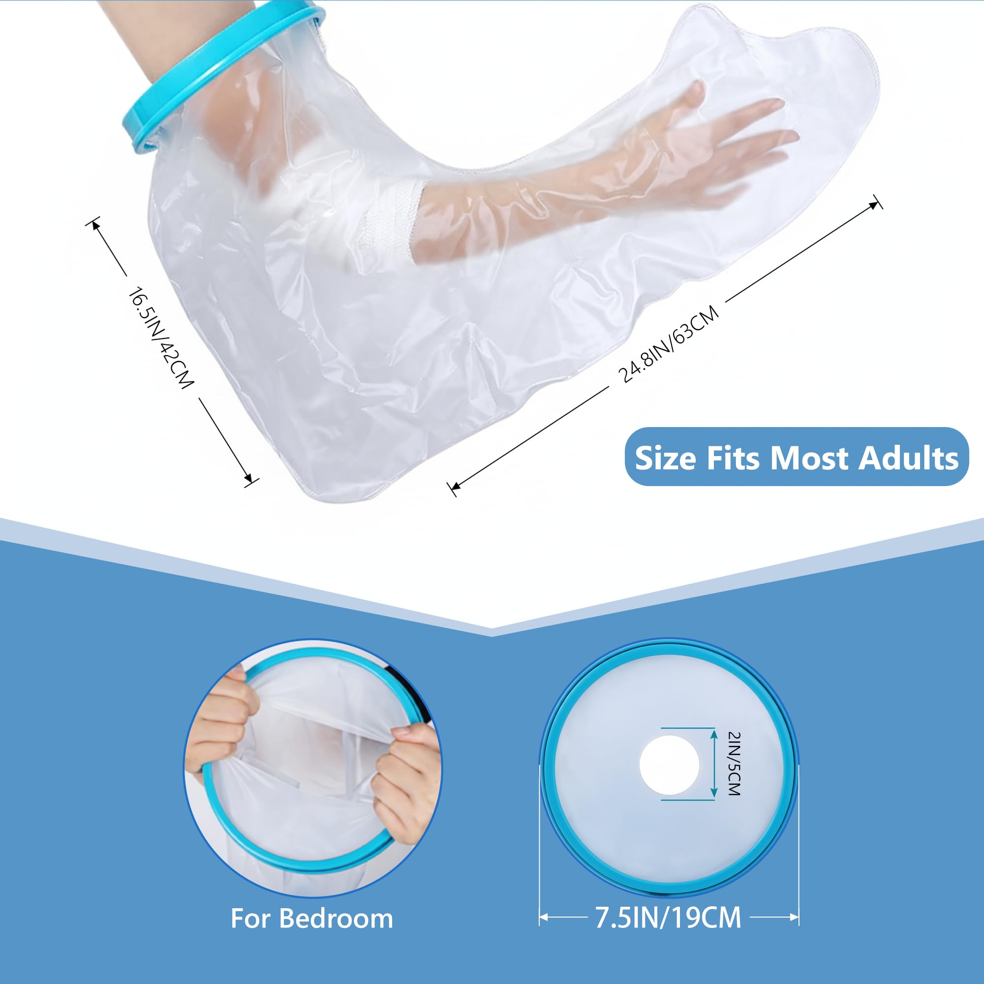 SPRING SEAON Waterproof Arm Cast Cover for Shower Adult, Reusable TPU Cast Protector with Comfortable Watertight Seal, Soft & Durable Cast Covers Keep Bandage, Wounds & Dressings Dry After Surgery - Image 5