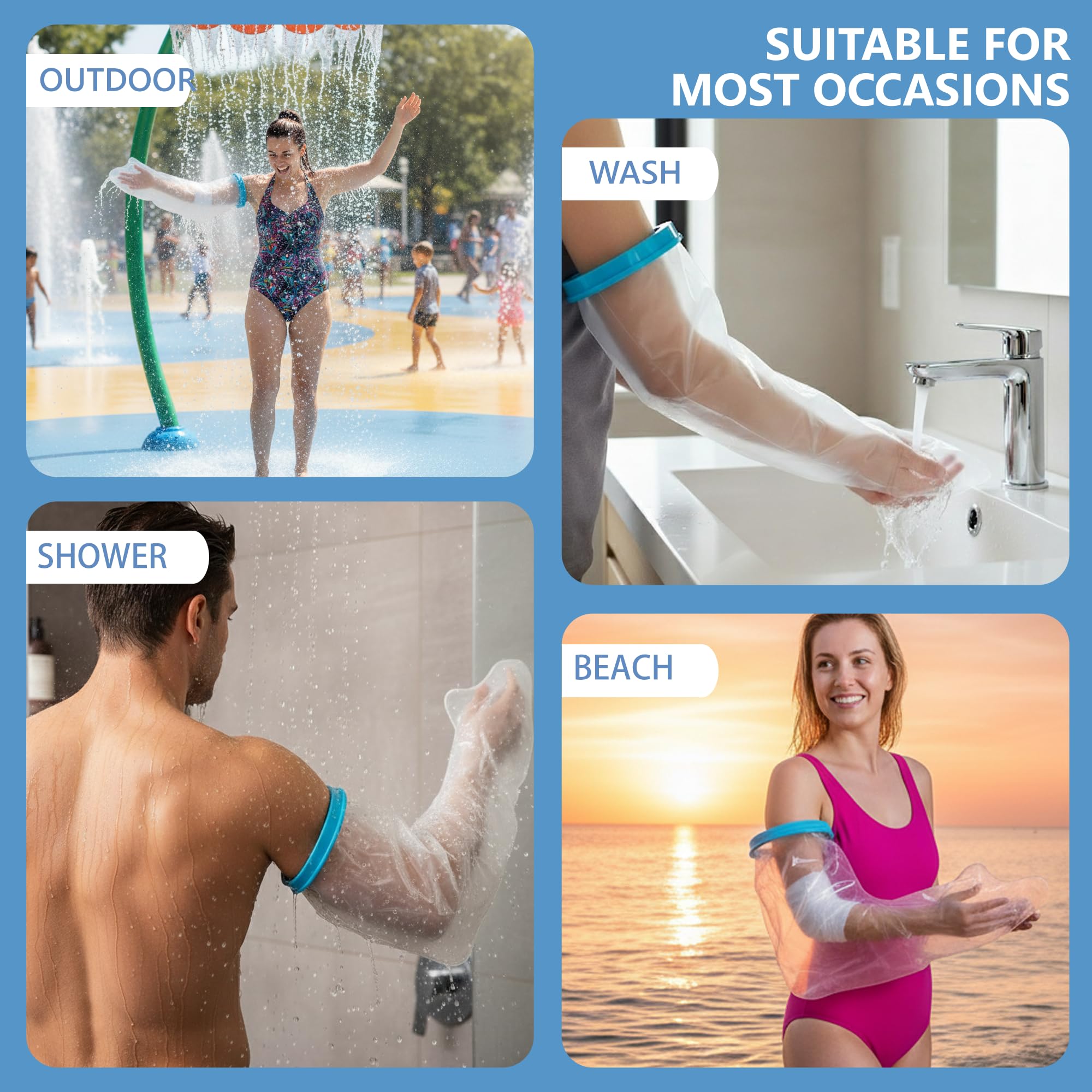 SPRING SEAON Waterproof Arm Cast Cover for Shower Adult, Reusable TPU Cast Protector with Comfortable Watertight Seal, Soft & Durable Cast Covers Keep Bandage, Wounds & Dressings Dry After Surgery - Image 6