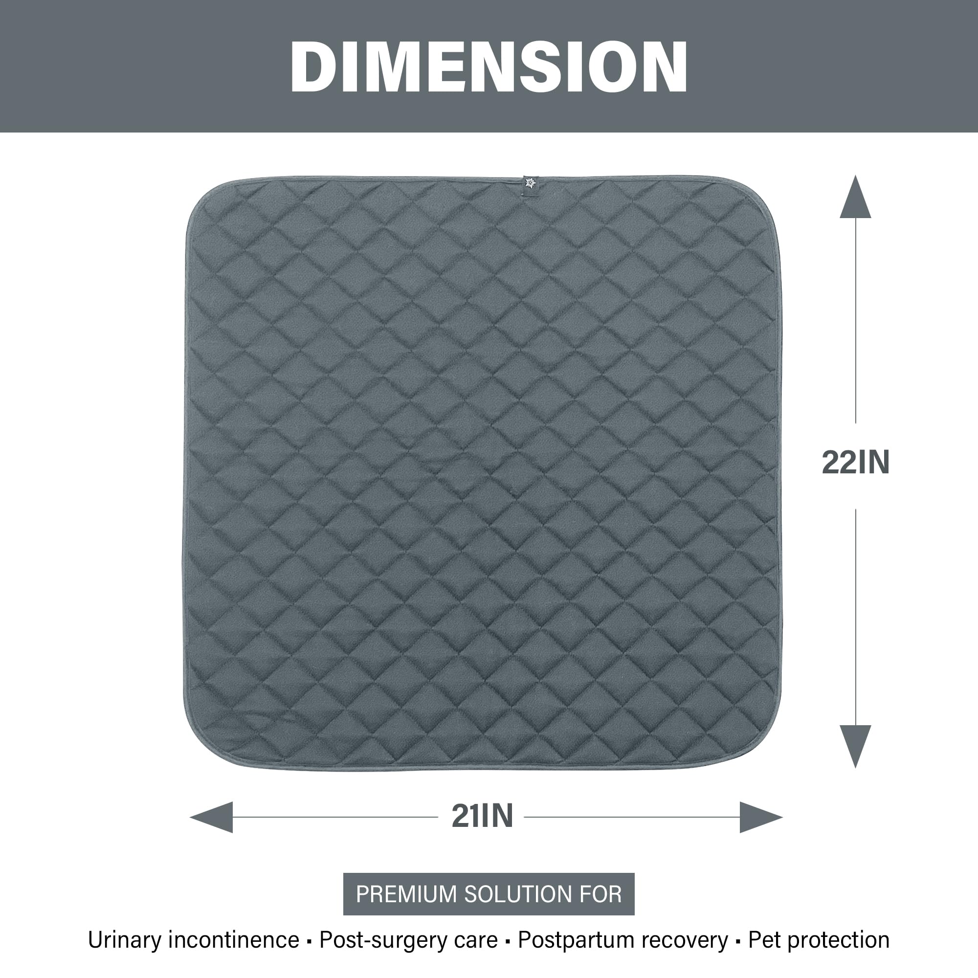 SPRING SEAON Waterproof Chair Pads for Incontinence 22"x21" – Thickened Washable Reusable Seat Protector, Non-Slip Absorbent Pad for Adults, Seniors, Wheelchair, Recliner, Car Seat & Bed(Gray, 1 Pack) - Image 7