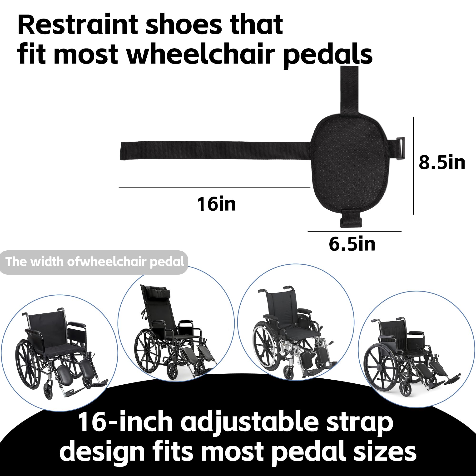 SPRING SEAON Wheelchair Restraint Shoes Breathable Oxford Fabric with Adjustable Straps, Prevents Feet from Sliding Off, Easy to Wear Wheelchair Shoe Holder for Disabled & Rehab Patients - Image 4