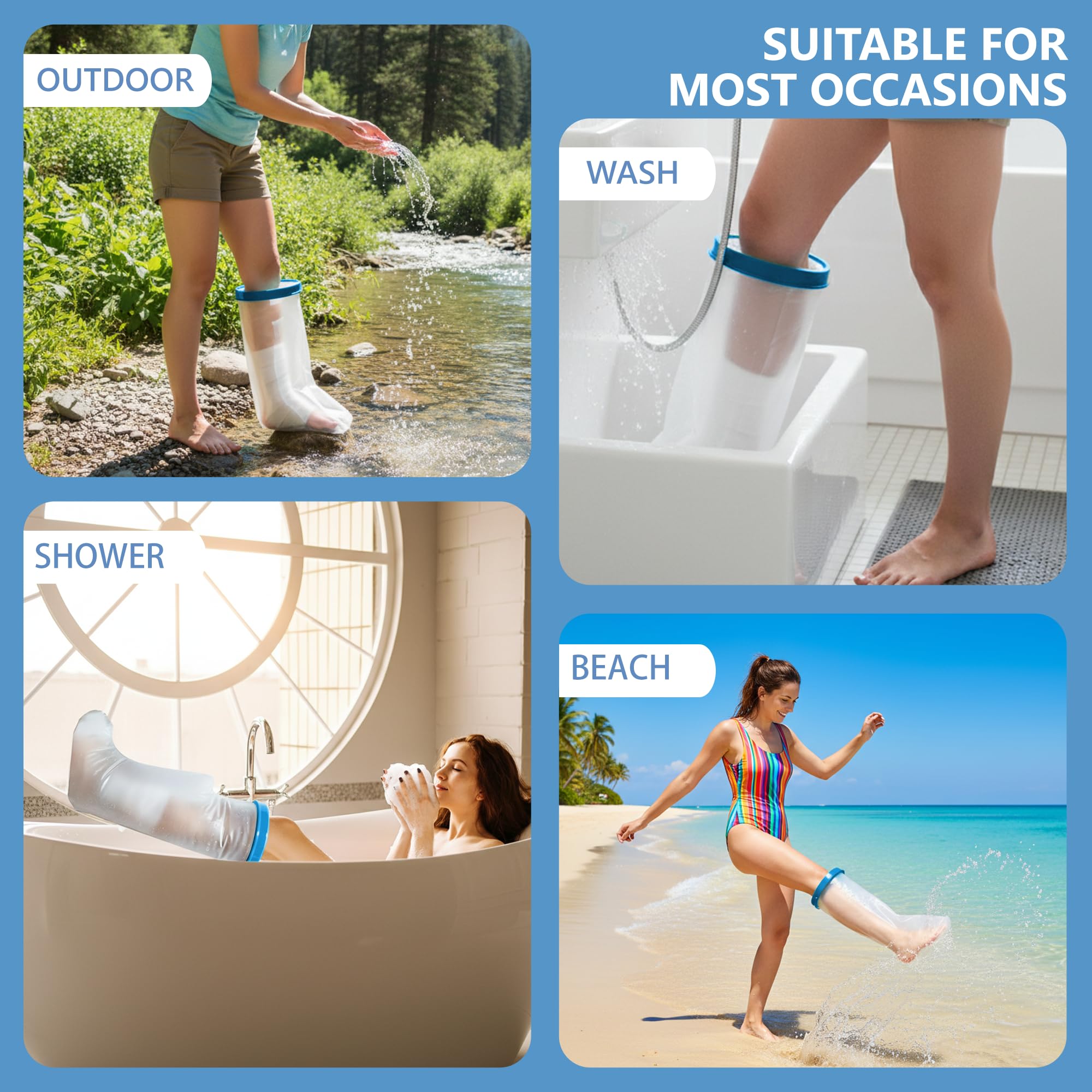 Waterproof Leg Cast Cover for Shower Adult, Reusable Foot & Ankle Cast Protector, Watertight Cast Bag for Shower with Surgery Bandage or Wound Dressing, Short Leg Cast Cover for Broken Foot Ankle Care - Image 6